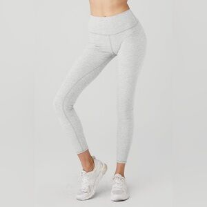 Alo Yoga, Alosoft High-Waist 7/8 Highlight Legging, Athletic Heather Grey, XXS